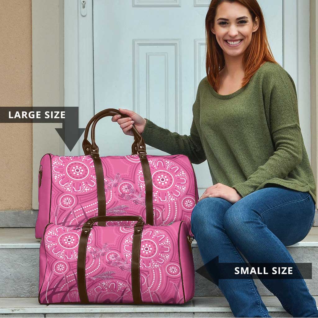 Australia Indigenous Pink Month Travel Bag Breast Cancer Aboriginal Dragonflies Ribbon - Aussie Hoodie