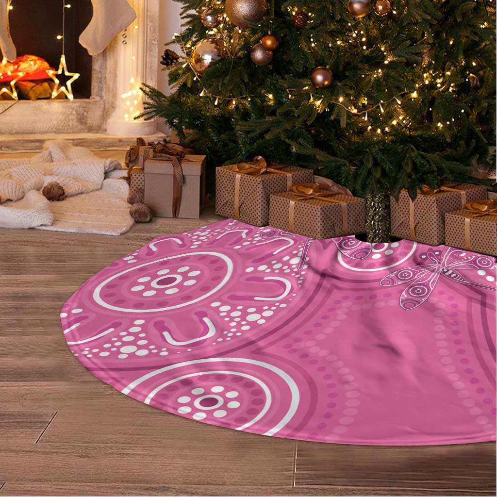 Australia Indigenous Pink Month Tree Skirt Breast Cancer Aboriginal Dragonflies Ribbon - Aussie Hoodie
