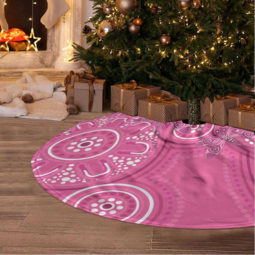 Australia Indigenous Pink Month Tree Skirt Breast Cancer Aboriginal Dragonflies Ribbon - Aussie Hoodie