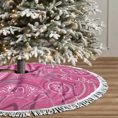Australia Indigenous Pink Month Tree Skirt Breast Cancer Aboriginal Dragonflies Ribbon - Aussie Hoodie