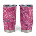 Australia Indigenous Pink Month Tumbler Cup Breast Cancer Aboriginal Dragonflies Ribbon - Aussie Hoodie