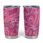 Australia Indigenous Pink Month Tumbler Cup Breast Cancer Aboriginal Dragonflies Ribbon - Aussie Hoodie