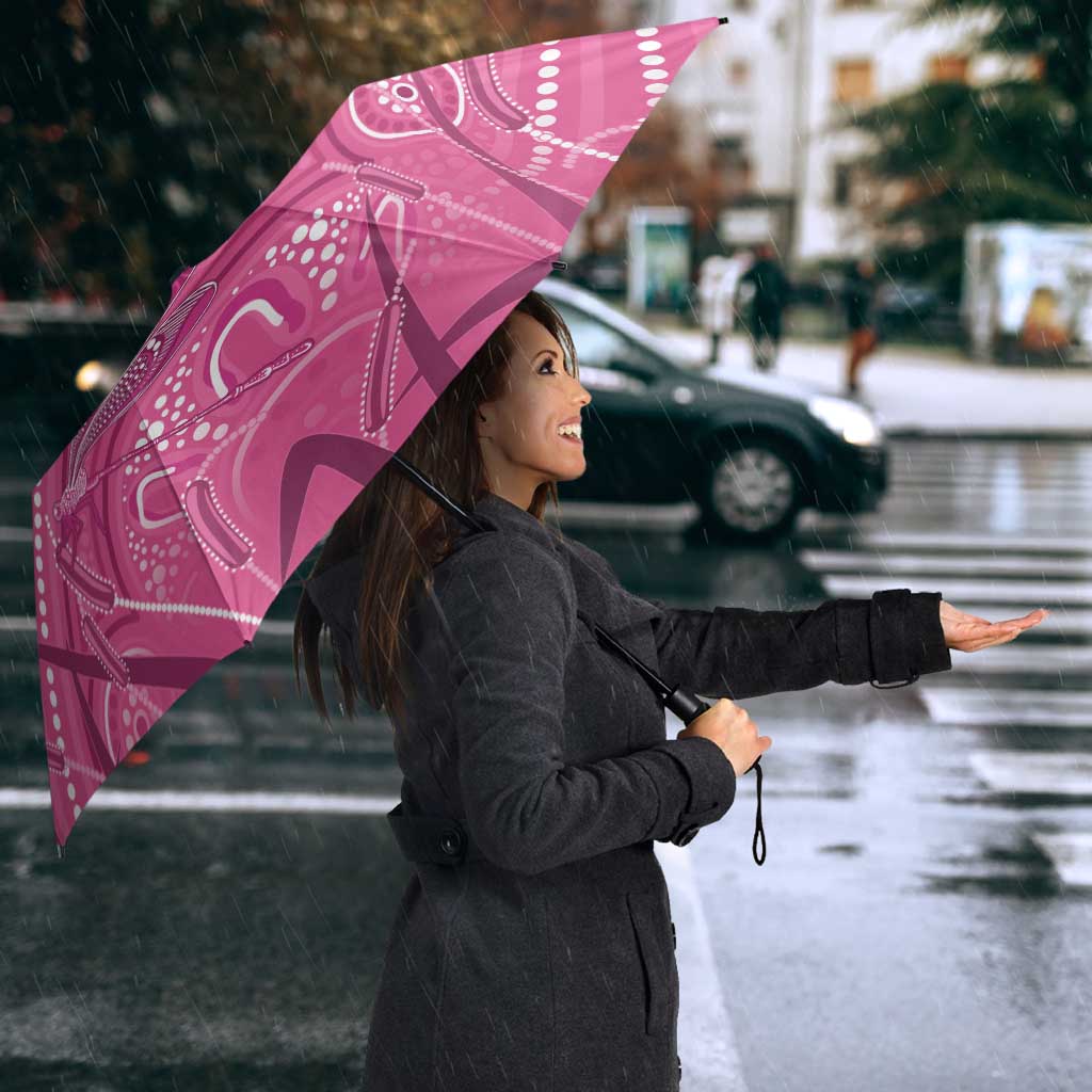 Australia Indigenous Pink Month Umbrella Breast Cancer Aboriginal Dragonflies Ribbon - Aussie Hoodie