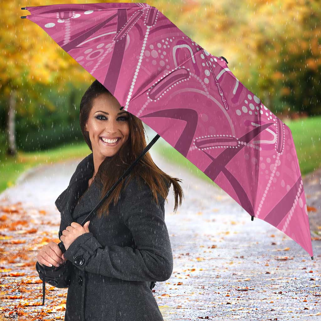 Australia Indigenous Pink Month Umbrella Breast Cancer Aboriginal Dragonflies Ribbon - Aussie Hoodie