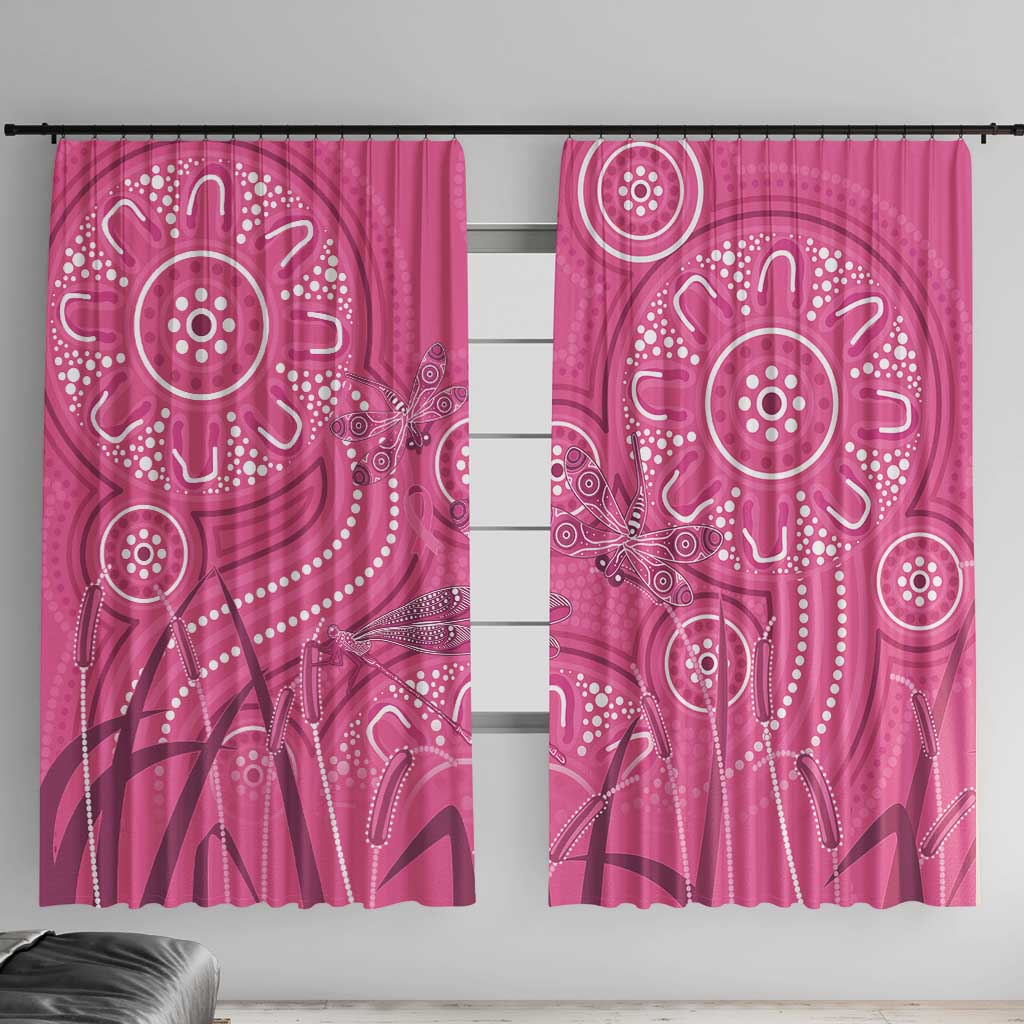 Australia Indigenous Pink Month Window Curtain Breast Cancer Aboriginal Dragonflies Ribbon - Aussie Hoodie
