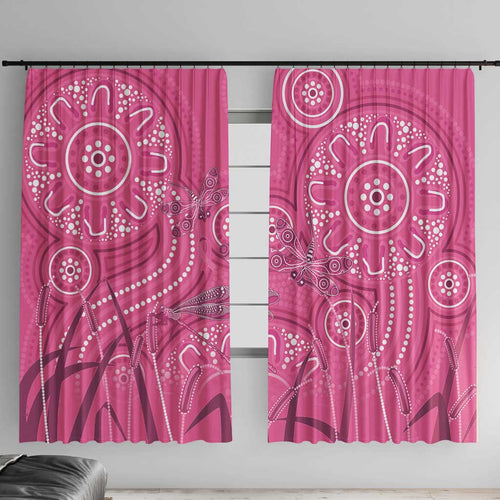 Australia Indigenous Pink Month Window Curtain Breast Cancer Aboriginal Dragonflies Ribbon - Aussie Hoodie