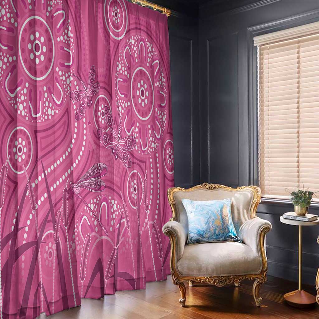 Australia Indigenous Pink Month Window Curtain Breast Cancer Aboriginal Dragonflies Ribbon - Aussie Hoodie
