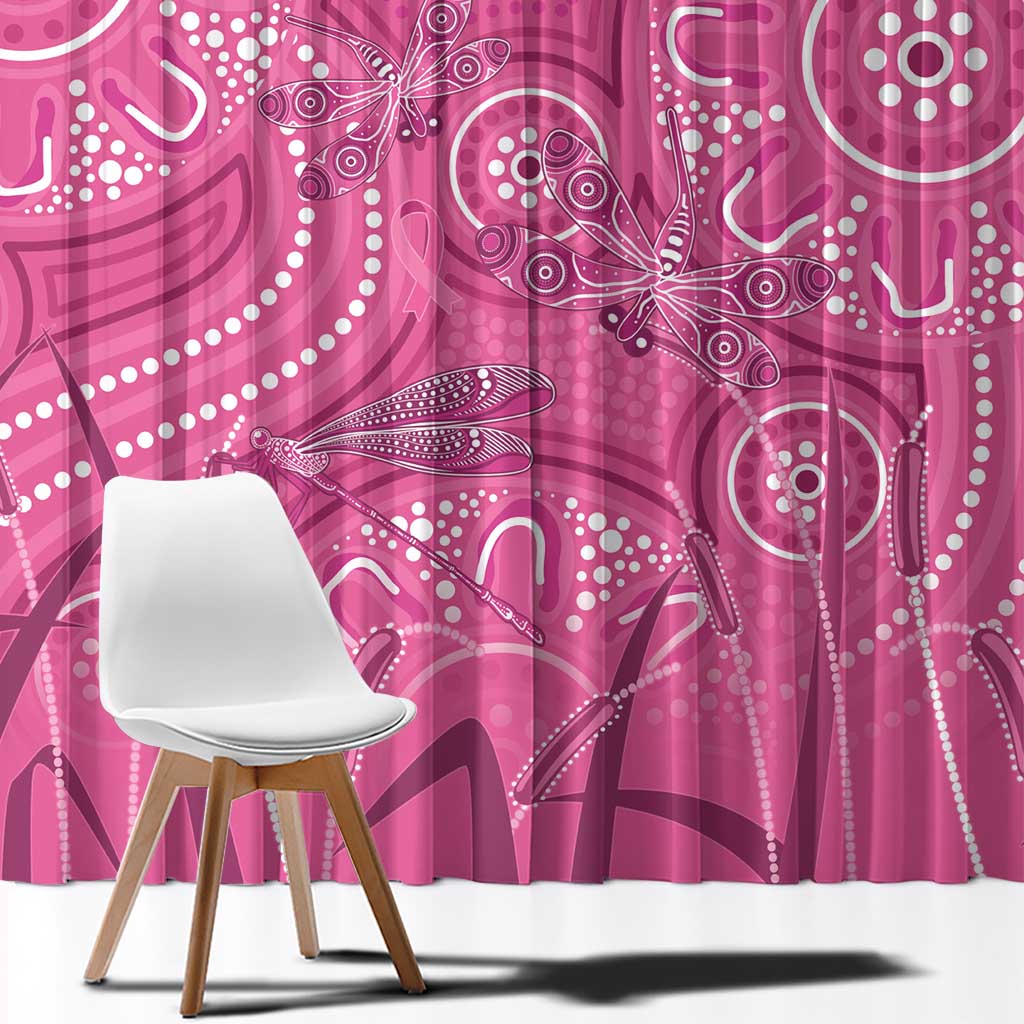 Australia Indigenous Pink Month Window Curtain Breast Cancer Aboriginal Dragonflies Ribbon - Aussie Hoodie