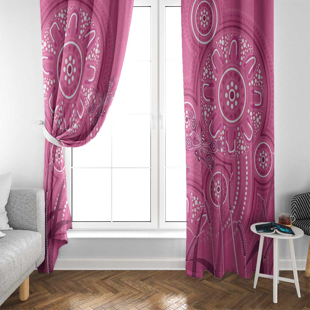 Australia Indigenous Pink Month Window Curtain Breast Cancer Aboriginal Dragonflies Ribbon - Aussie Hoodie