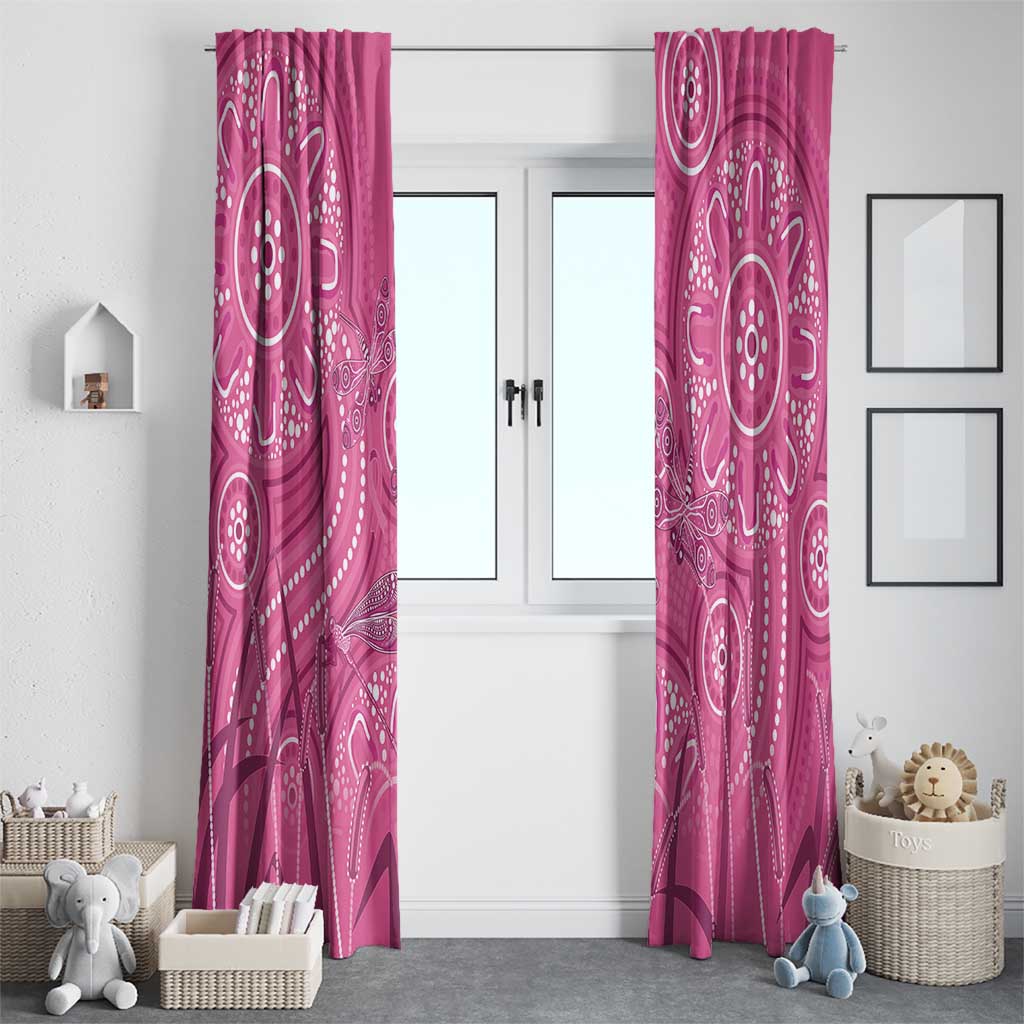 Australia Indigenous Pink Month Window Curtain Breast Cancer Aboriginal Dragonflies Ribbon - Aussie Hoodie