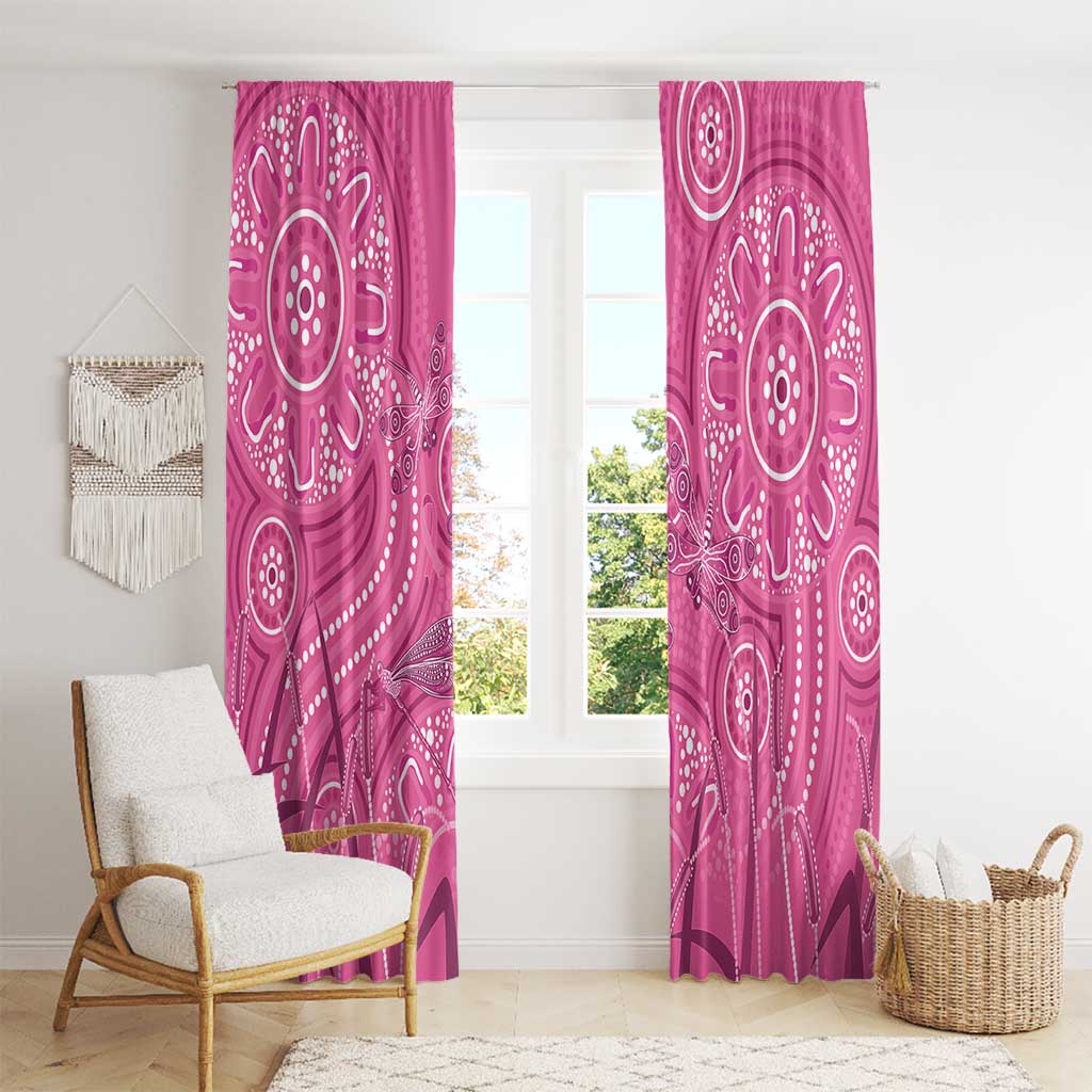 Australia Indigenous Pink Month Window Curtain Breast Cancer Aboriginal Dragonflies Ribbon - Aussie Hoodie