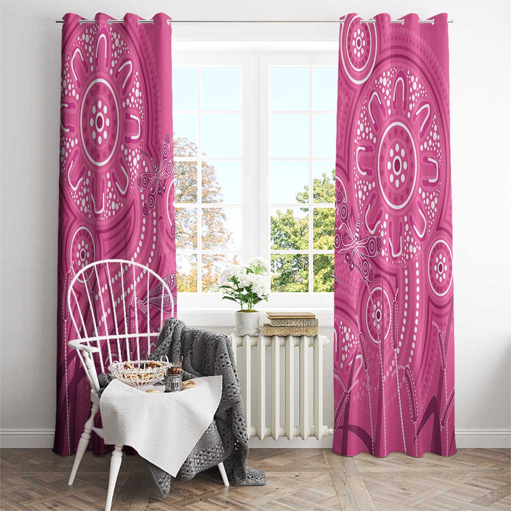 Australia Indigenous Pink Month Window Curtain Breast Cancer Aboriginal Dragonflies Ribbon - Aussie Hoodie