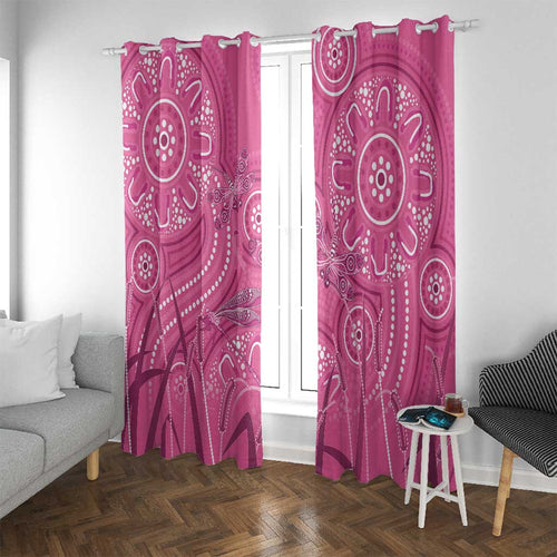 Australia Indigenous Pink Month Window Curtain Breast Cancer Aboriginal Dragonflies Ribbon - Aussie Hoodie