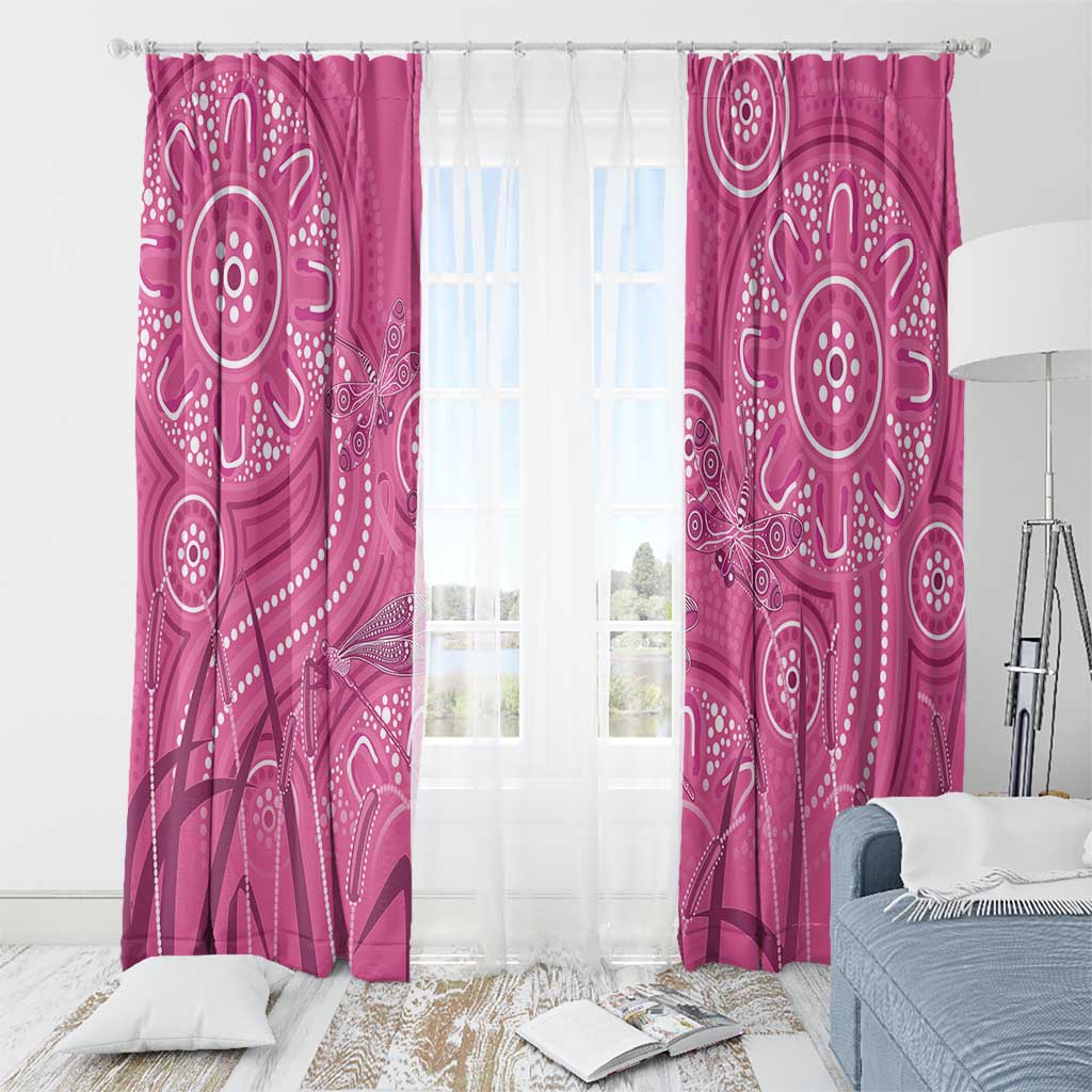 Australia Indigenous Pink Month Window Curtain Breast Cancer Aboriginal Dragonflies Ribbon - Aussie Hoodie