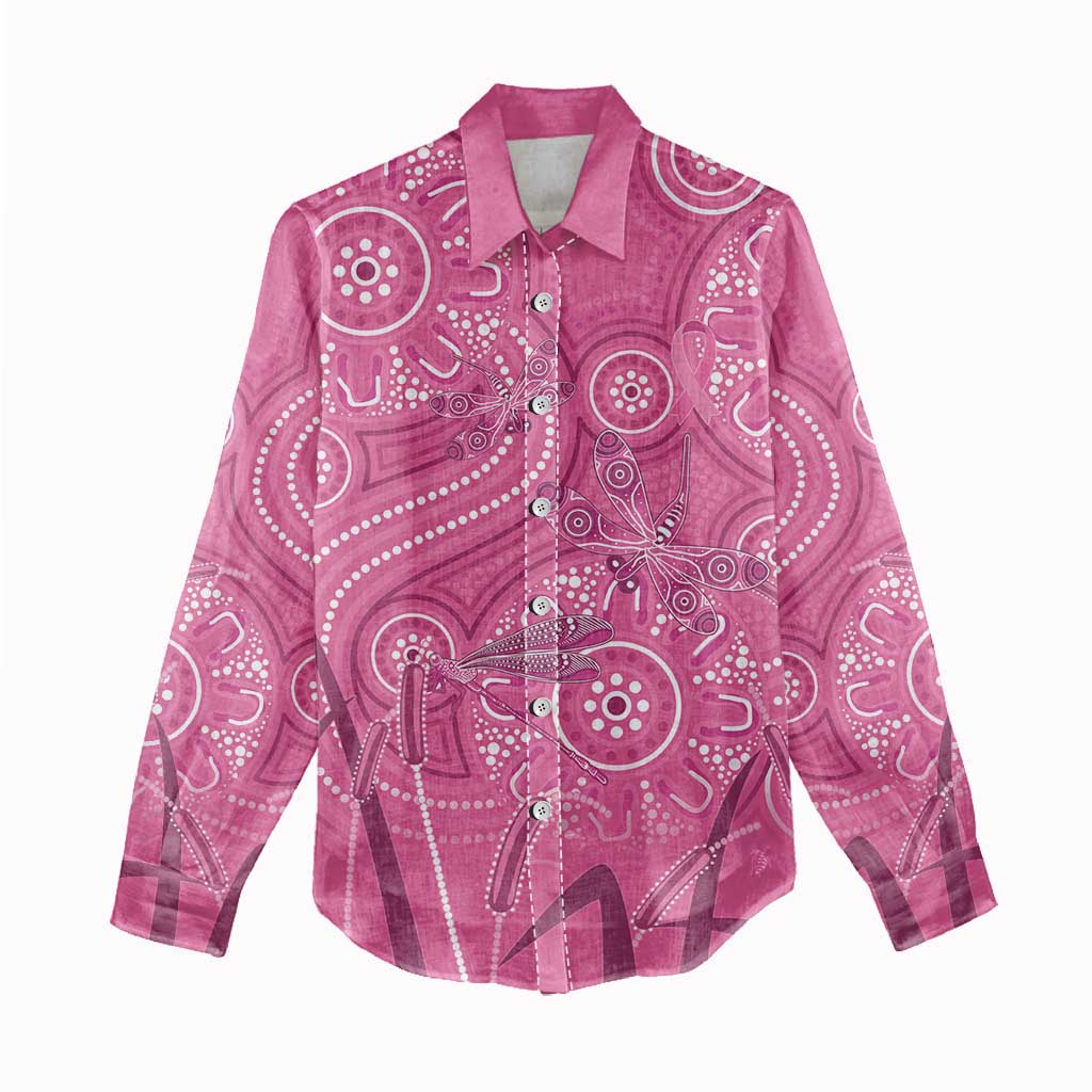 Australia Indigenous Pink Month Women Casual Shirt Breast Cancer Aboriginal Dragonflies Ribbon - Aussie Hoodie