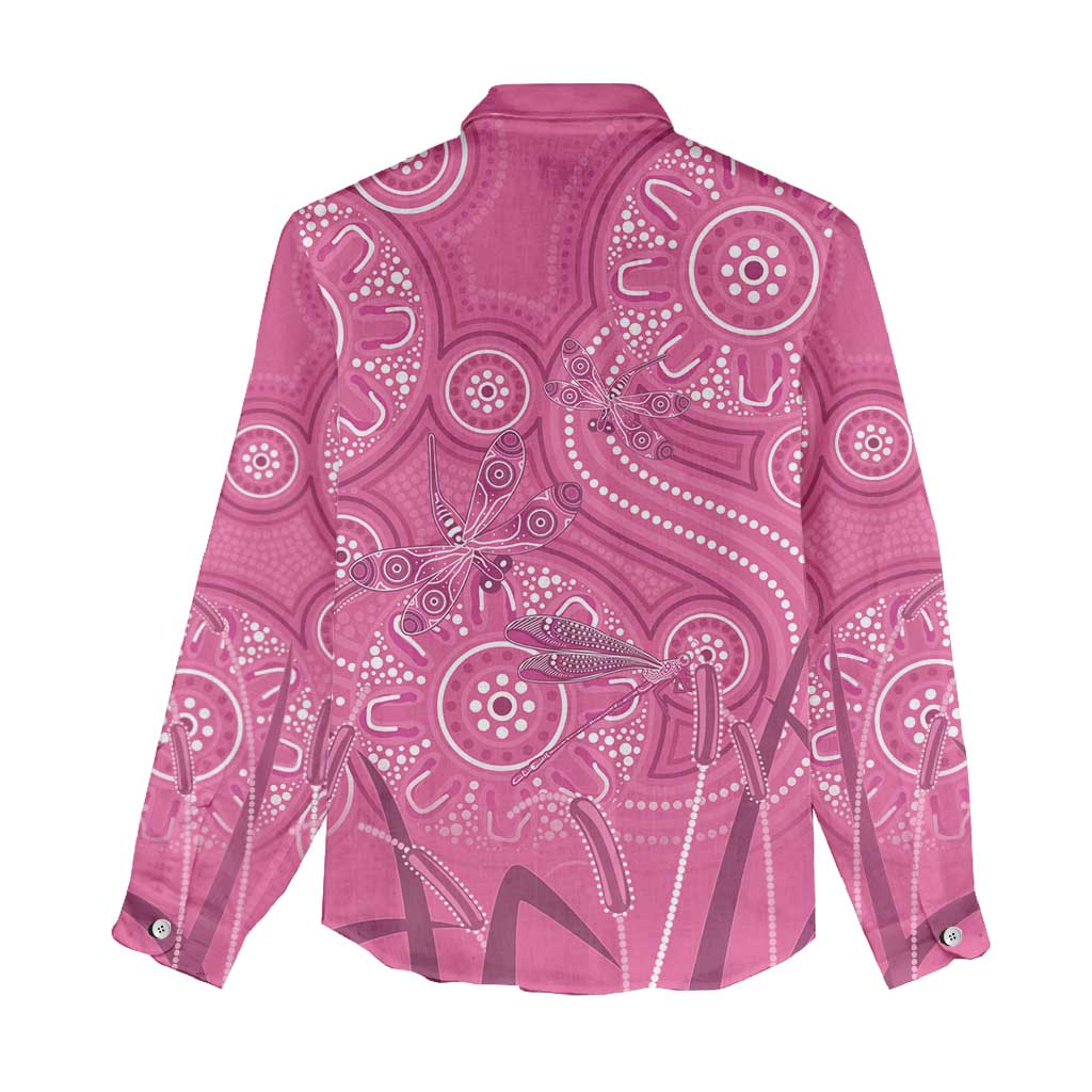 Australia Indigenous Pink Month Women Casual Shirt Breast Cancer Aboriginal Dragonflies Ribbon - Aussie Hoodie
