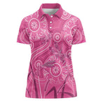 Australia Indigenous Pink Month Women Polo Shirt Breast Cancer Aboriginal Dragonflies Ribbon - Aussie Hoodie