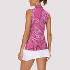 Australia Indigenous Pink Month Women Sleeveless Polo Shirt Breast Cancer Aboriginal Dragonflies Ribbon - Aussie Hoodie