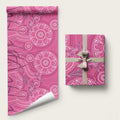 Australia Indigenous Pink Month Wrapping Paper Breast Cancer Aboriginal Dragonflies Ribbon - Aussie Hoodie