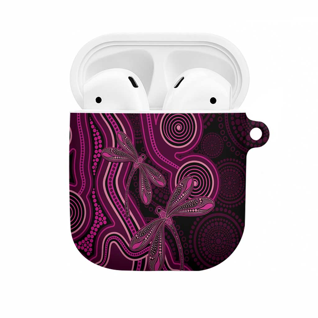 Australia Breast Cancer Awareness AirPods Case Pink Dragonflies Aboriginal Art - Aussie Hoodie