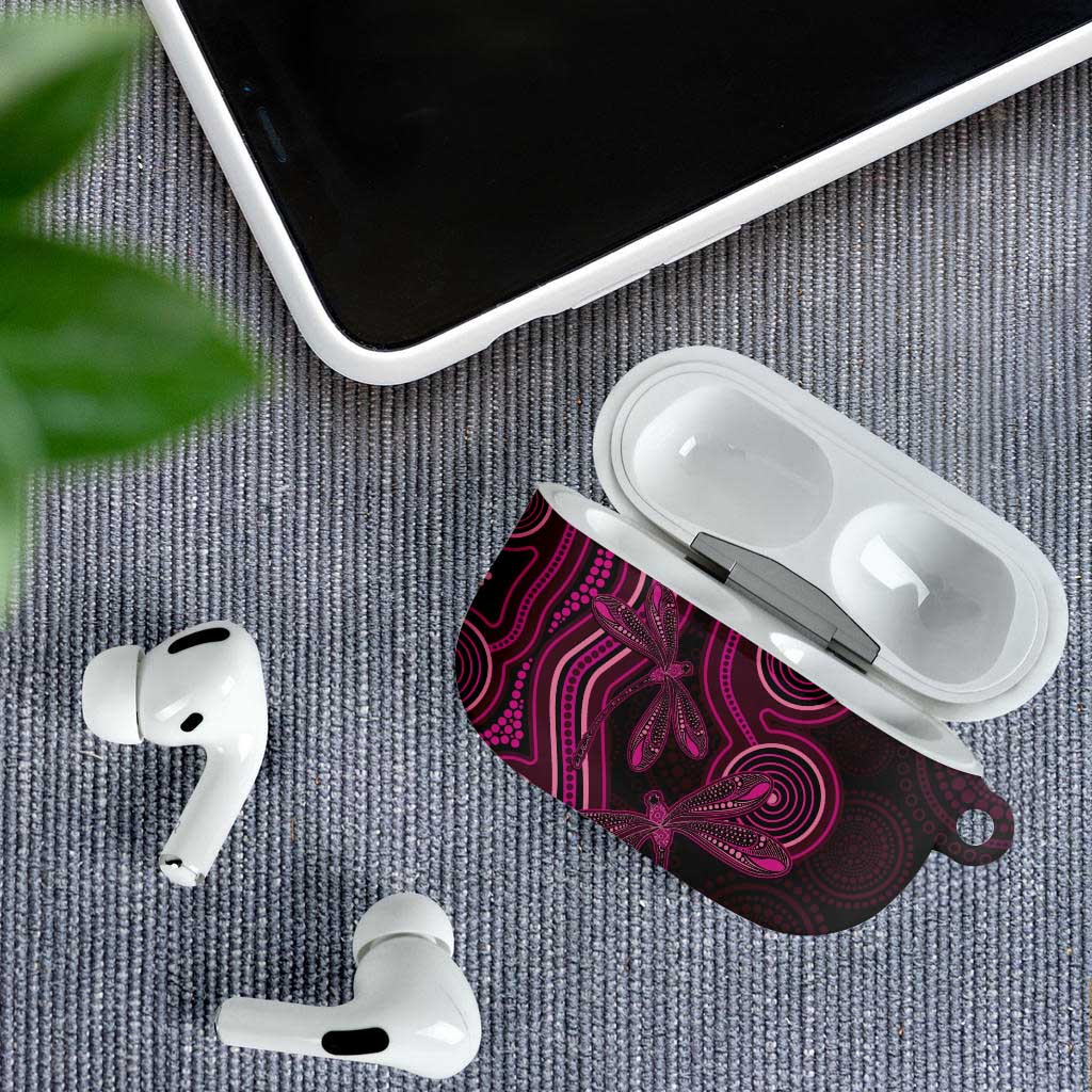 Australia Breast Cancer Awareness AirPods Case Pink Dragonflies Aboriginal Art - Aussie Hoodie