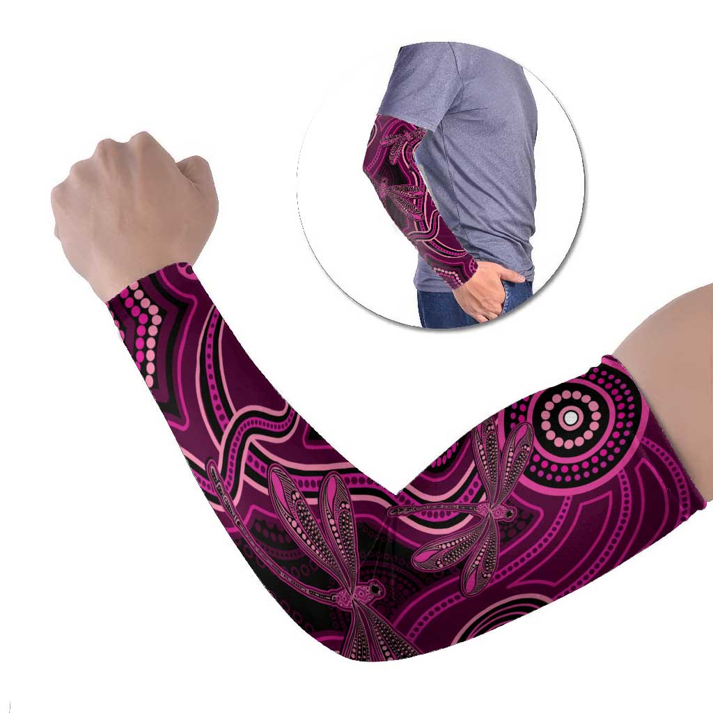Australia Breast Cancer Awareness Arm Sleeves Pink Dragonflies Aboriginal Art - Aussie Hoodie