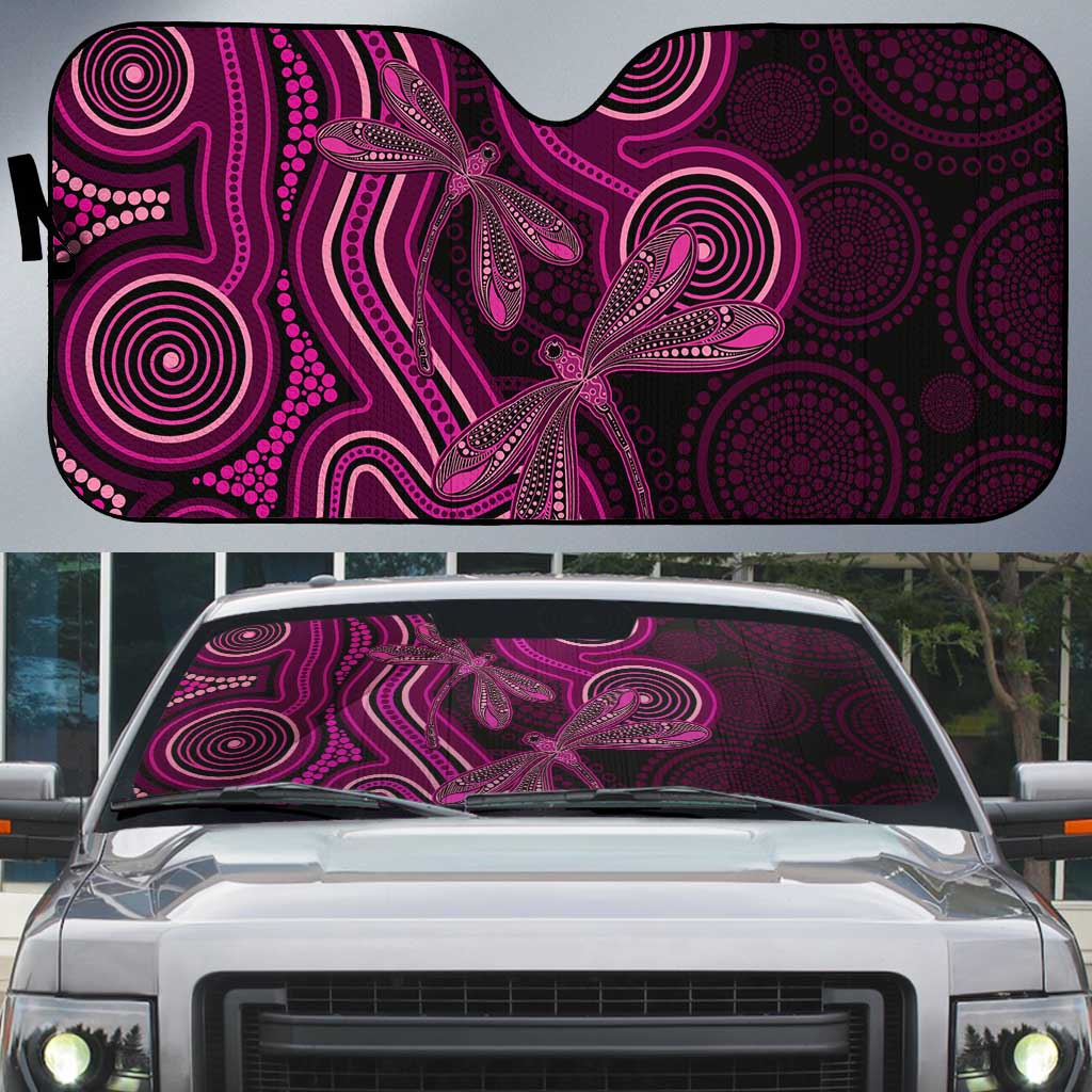 Australia Breast Cancer Awareness Auto Sun Shade Pink Dragonflies Aboriginal Art - Aussie Hoodie