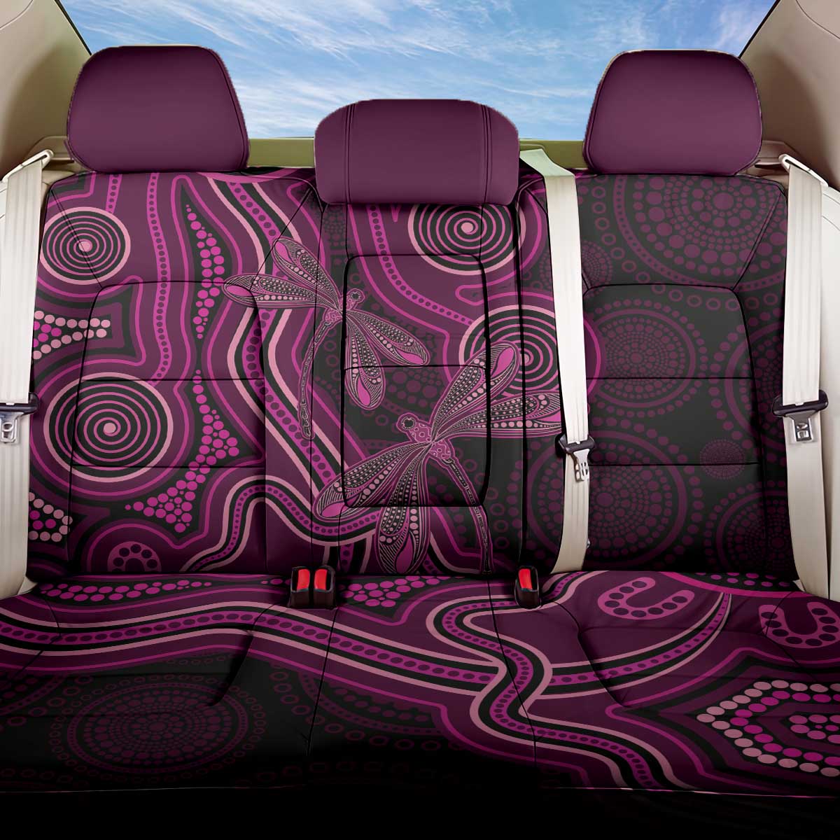 Australia Breast Cancer Awareness Back Car Seat Cover Pink Dragonflies Aboriginal Art - Aussie Hoodie