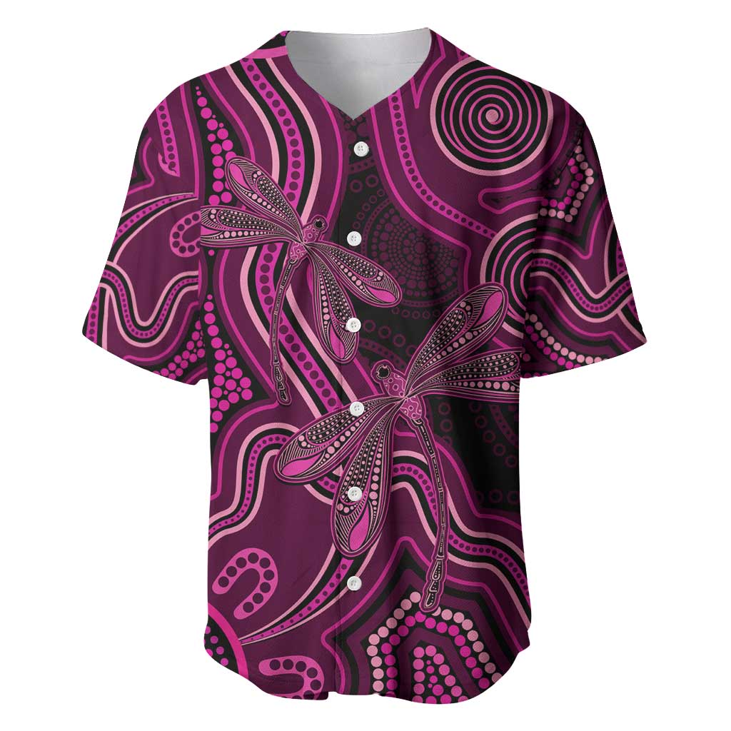 Australia Breast Cancer Awareness Baseball Jersey Pink Dragonflies Aboriginal Art - Aussie Hoodie