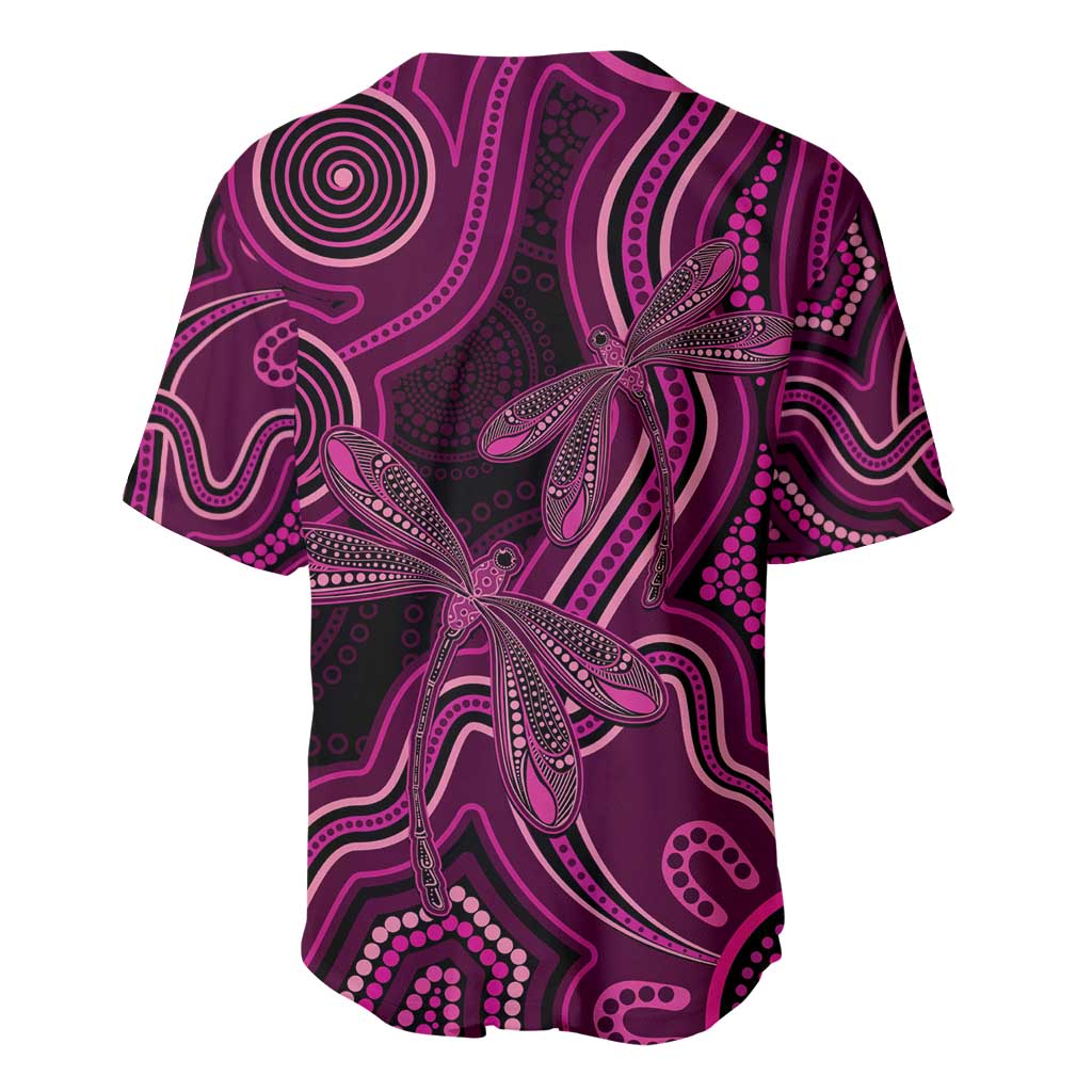 Australia Breast Cancer Awareness Baseball Jersey Pink Dragonflies Aboriginal Art - Aussie Hoodie