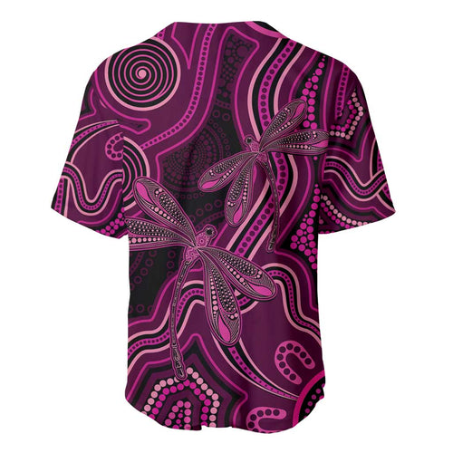 Australia Breast Cancer Awareness Baseball Jersey Pink Dragonflies Aboriginal Art - Aussie Hoodie