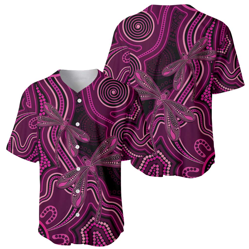 Australia Breast Cancer Awareness Baseball Jersey Pink Dragonflies Aboriginal Art - Aussie Hoodie