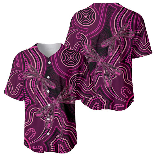 Australia Breast Cancer Awareness Baseball Jersey Pink Dragonflies Aboriginal Art - Aussie Hoodie