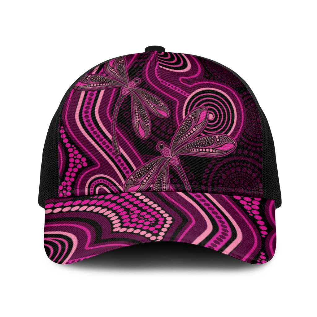 Australia Breast Cancer Awareness Baseball Net Cap Pink Dragonflies Aboriginal Art - Aussie Hoodie