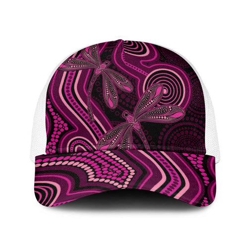 Australia Breast Cancer Awareness Baseball Net Cap Pink Dragonflies Aboriginal Art - Aussie Hoodie