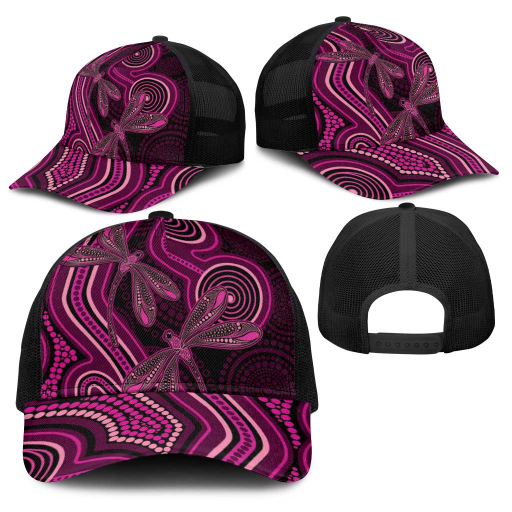 Australia Breast Cancer Awareness Baseball Net Cap Pink Dragonflies Aboriginal Art - Aussie Hoodie