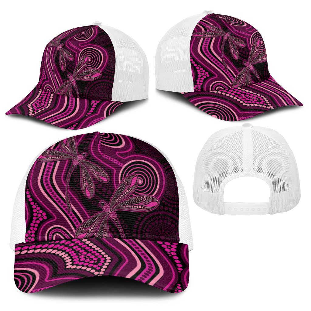 Australia Breast Cancer Awareness Baseball Net Cap Pink Dragonflies Aboriginal Art - Aussie Hoodie