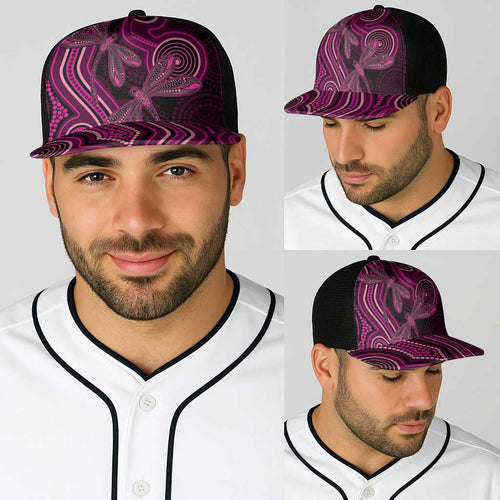 Australia Breast Cancer Awareness Baseball Net Cap Pink Dragonflies Aboriginal Art - Aussie Hoodie