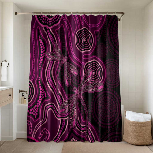 Australia Breast Cancer Awareness Bathroom Set Pink Dragonflies Aboriginal Art - Aussie Hoodie