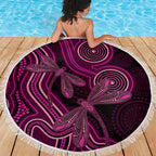 Australia Breast Cancer Awareness Beach Blanket Pink Dragonflies Aboriginal Art - Aussie Hoodie