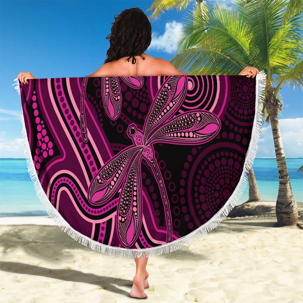 Australia Breast Cancer Awareness Beach Blanket Pink Dragonflies Aboriginal Art - Aussie Hoodie