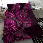 Australia Breast Cancer Awareness Bedding Set Pink Dragonflies Aboriginal Art - Aussie Hoodie