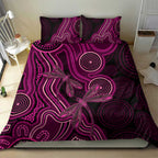 Australia Breast Cancer Awareness Bedding Set Pink Dragonflies Aboriginal Art - Aussie Hoodie