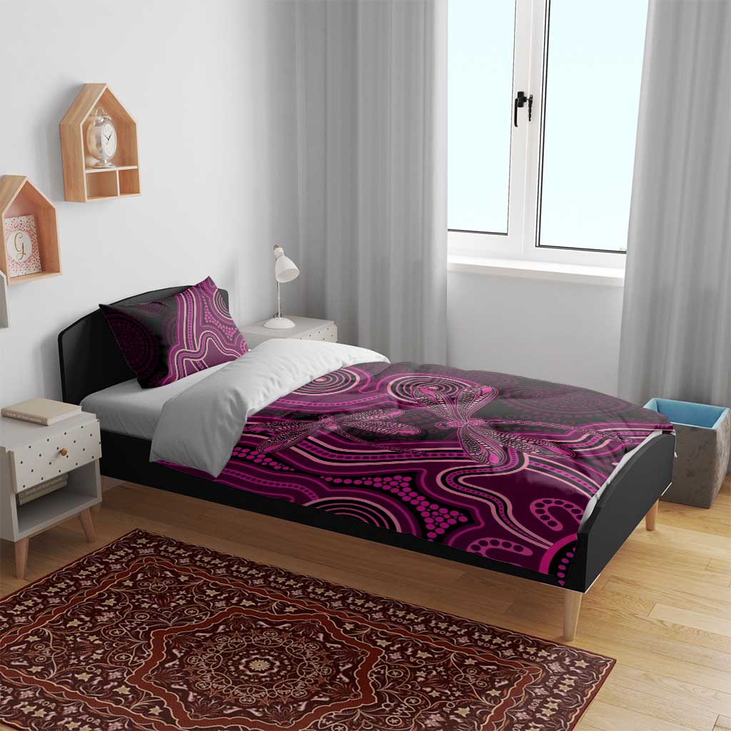 Australia Breast Cancer Awareness Bedding Set Pink Dragonflies Aboriginal Art - Aussie Hoodie