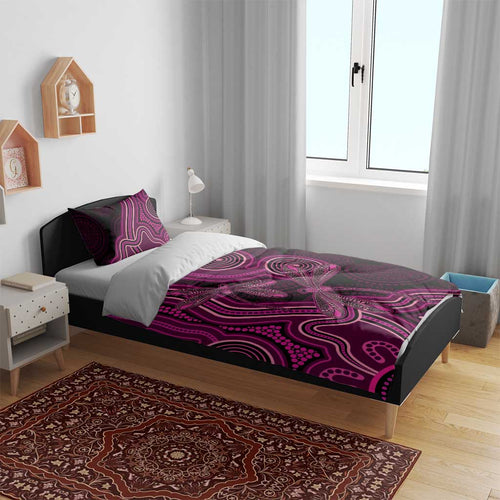 Australia Breast Cancer Awareness Bedding Set Pink Dragonflies Aboriginal Art - Aussie Hoodie