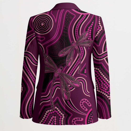 Australia Breast Cancer Awareness Blazer Pink Dragonflies Aboriginal Art - Aussie Hoodie