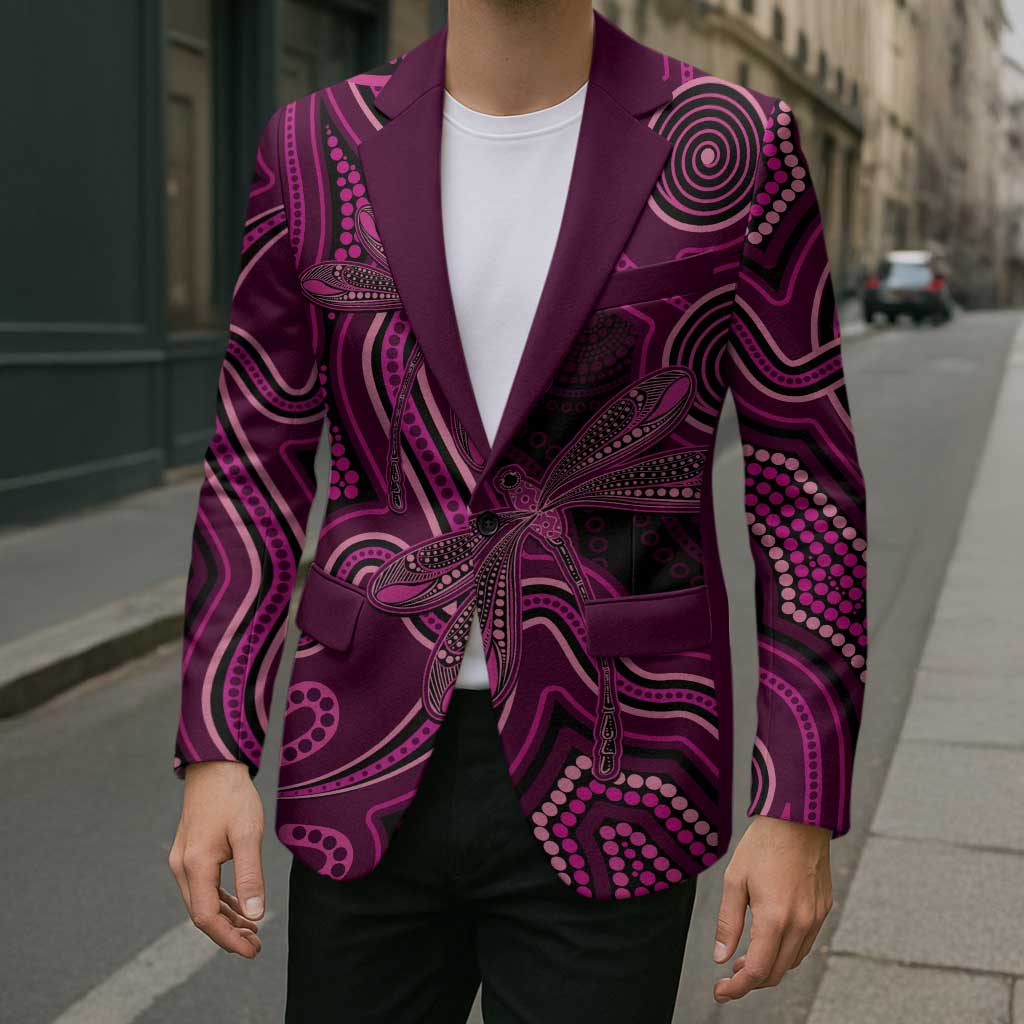 Australia Breast Cancer Awareness Blazer Pink Dragonflies Aboriginal Art - Aussie Hoodie