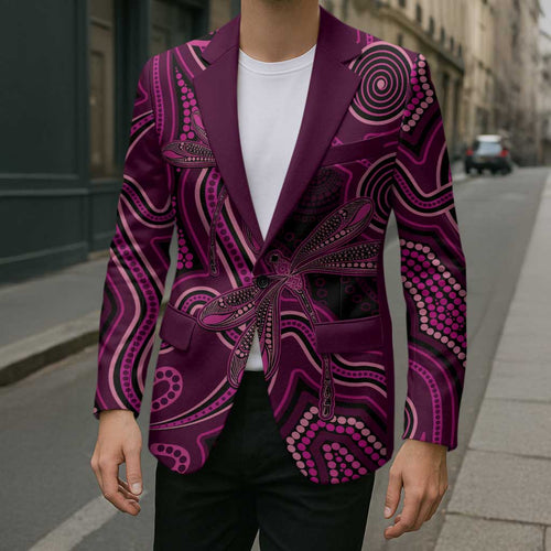 Australia Breast Cancer Awareness Blazer Pink Dragonflies Aboriginal Art - Aussie Hoodie