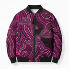 Australia Breast Cancer Awareness Bomber Puffer Jacket Pink Dragonflies Aboriginal Art - Aussie Hoodie