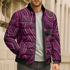 Australia Breast Cancer Awareness Bomber Puffer Jacket Pink Dragonflies Aboriginal Art - Aussie Hoodie